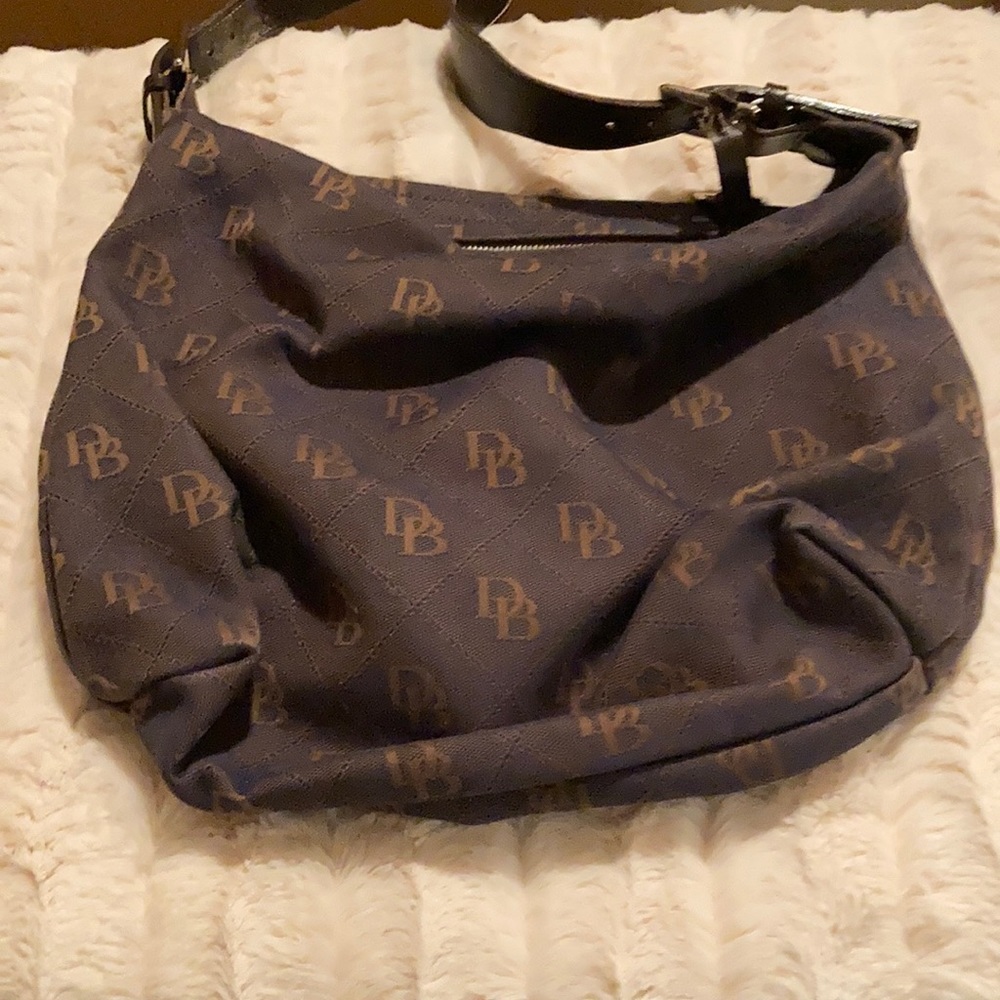 Medium size, blue and brown, D&B purse. Downsizing my closet.